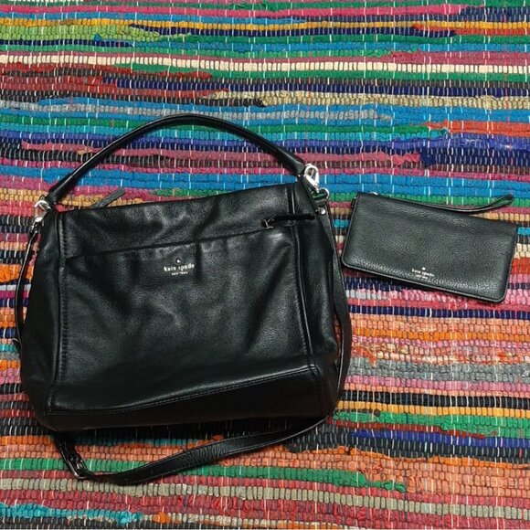 Kate Spade BLACK Purse WITH Matching Wallet SET - Picture 1 of 14